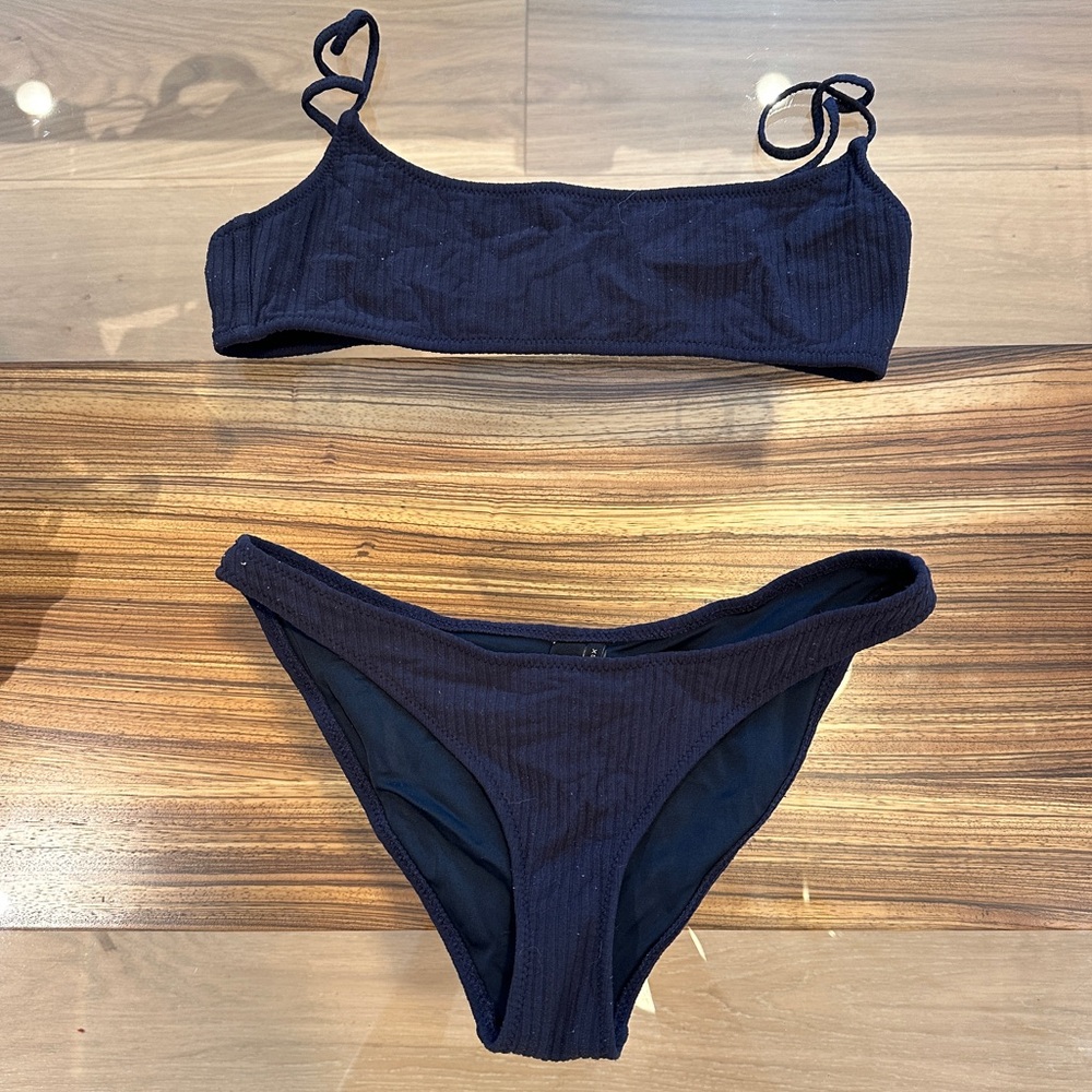 Triangl Ribbed Bikini In Navy